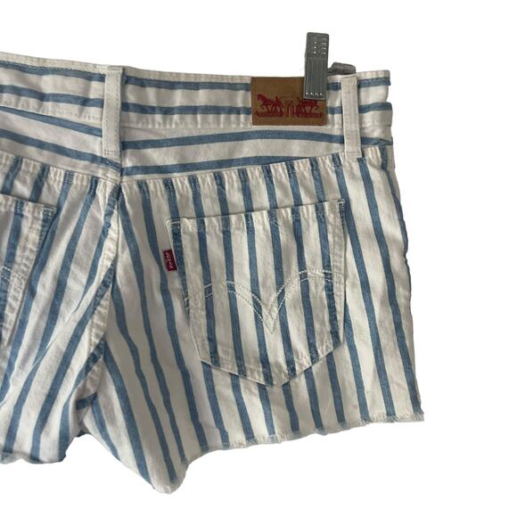 Levi's Juniors Size 5 Blue White Striped Cut Off Cotton Shorts‎ - Picture 4 of 9
